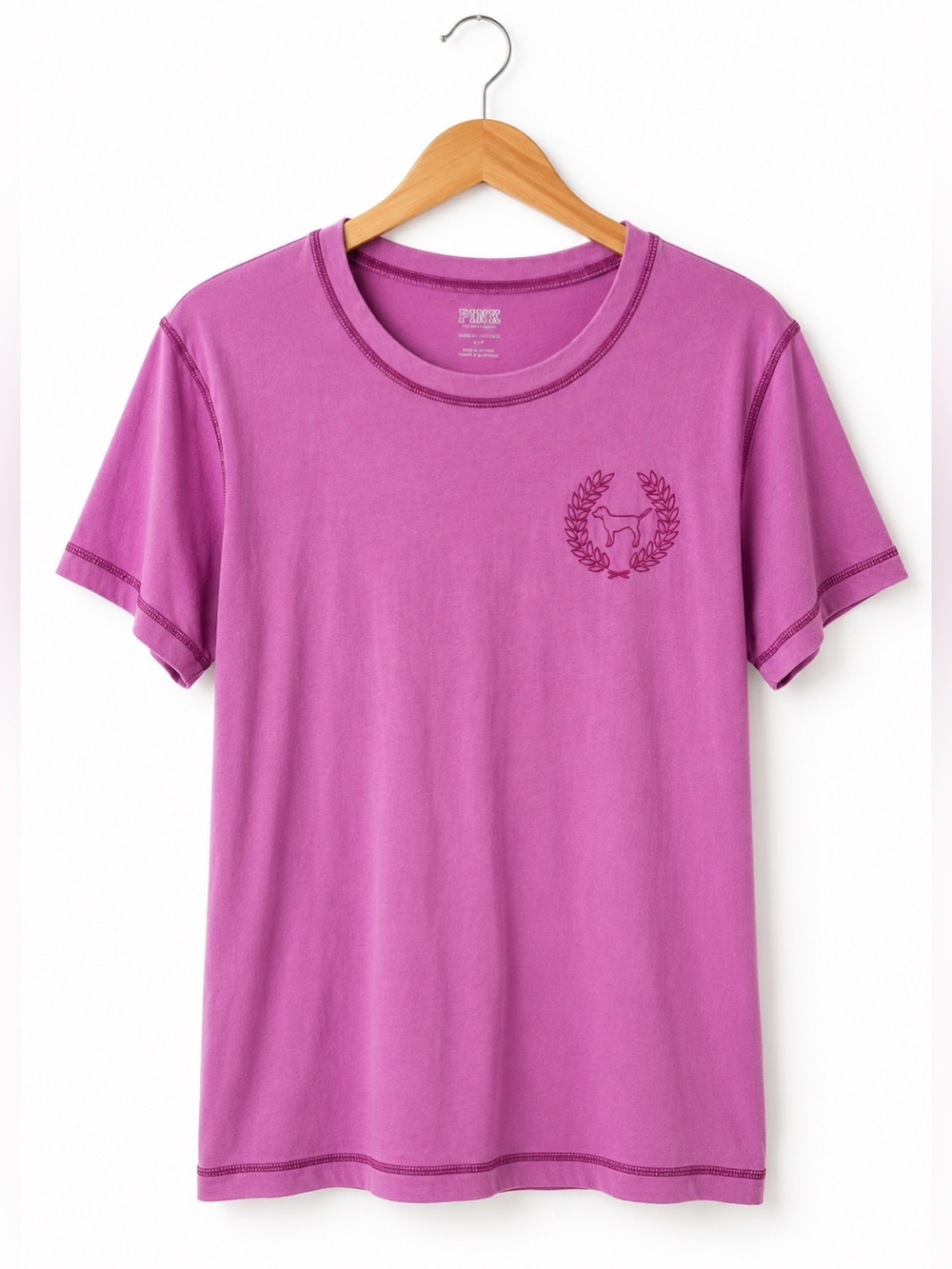 PINK Victoria’s Secret Magenta Tee XS Logo Graphic Casual Y2K Athleisure Lounge